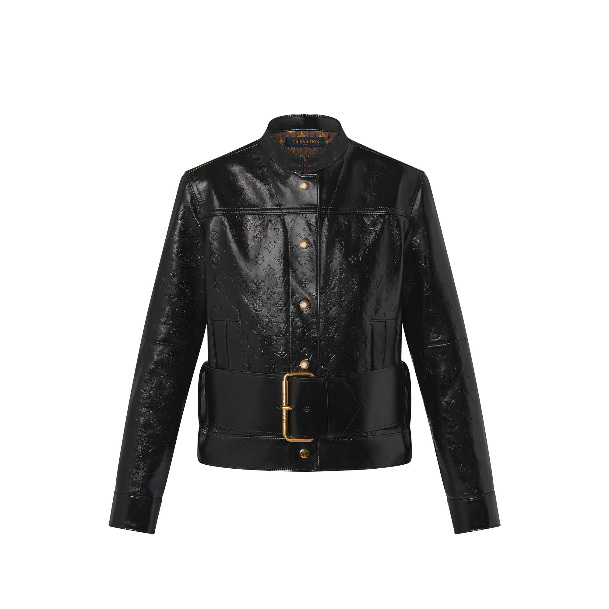 Veste en cuir emboss e Monogram ceinture oversize Pr t